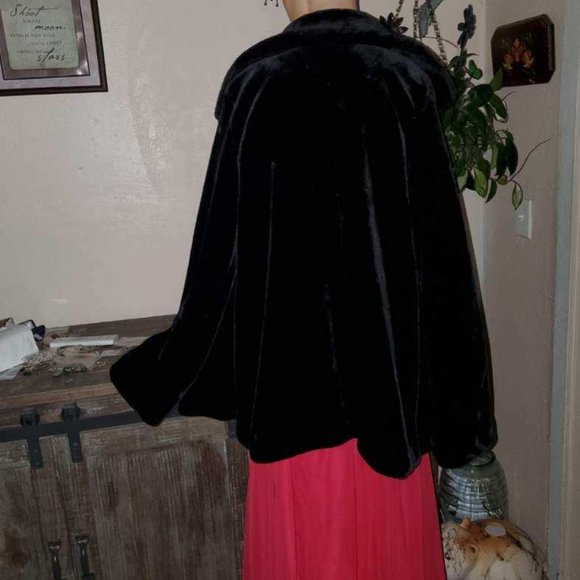 Dennis Basso Lg Blk Plush Faux Fur Jacket Elegant - Picture 3 of 12